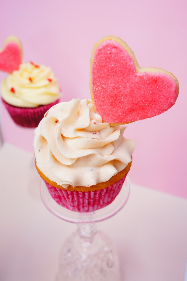 Vanilla Cupcake with Strawberry Frosting